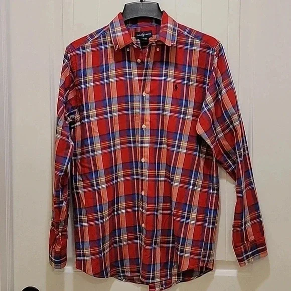 Ralph Lauren Red Plaid Boys Button Down Shirt Size XL - Picture 1 of 7